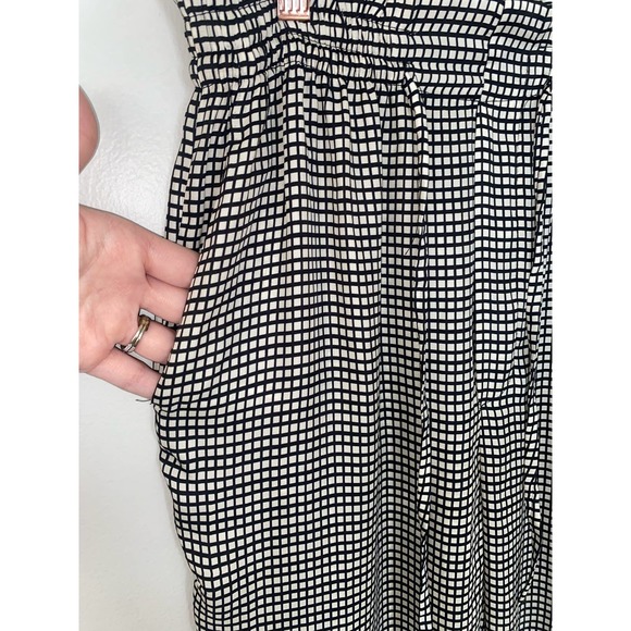 Zara pullover drawstring dressy palazzo pants small black & white wide leg 0054 - Picture 3 of 12